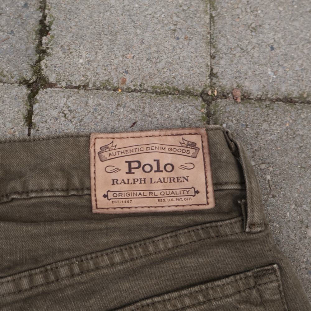 POLO RALPH LAUREN Grey Jeans Sullivan Slim Pant Pony RopeDyed Green 32x30 - Picture 4 of 10